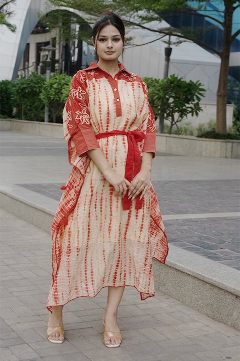 Shibori belted kaftan